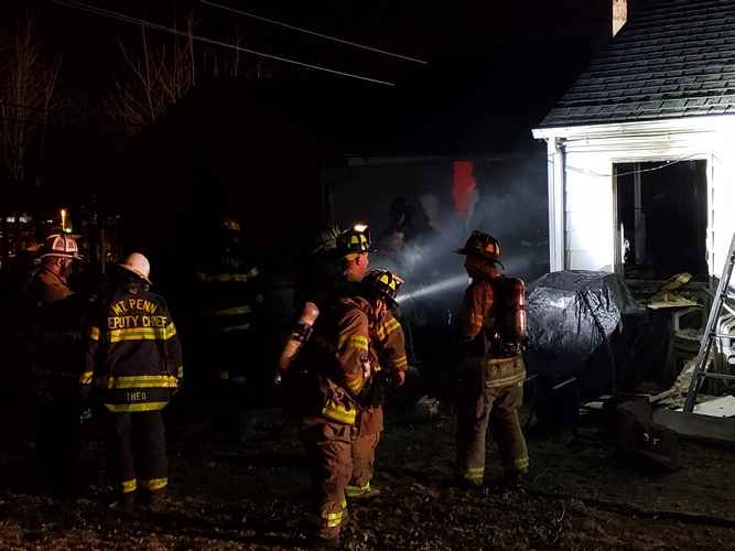 Structure fire assist to Exeter